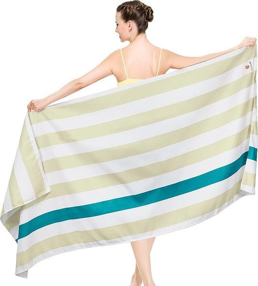 SUN CUBE Microfiber Beach Towel, Quick Dry Sand Free Beach Towel, Lightweight, Compact for Travel Swim Sports Camping, Packable Sand Resistant Towel Adult - Beige Cream 78x35 Inches
