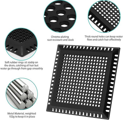 Shower Drain Hair Catcher/Drain Strainer/Shower Drain Cover for Bathroom Floor Drain, Stainless Steel and Silicone (Patented Product)
