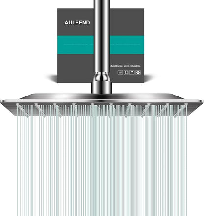 Square Rain Shower Head, High Flow Stainless Steel,Work with any decorative style，All Metal Rainfall Shower Head (Brushed Nickel, 10)