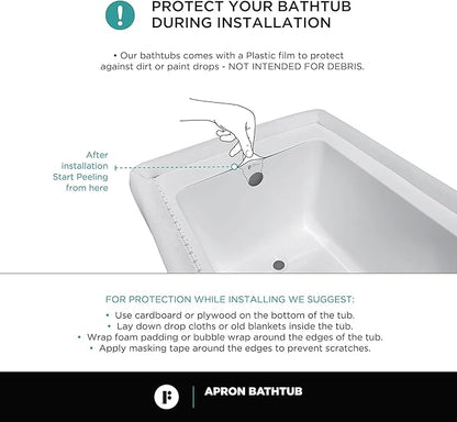 Fine Fixtures Acrylic, Fiberglass Alcove Soaking Bathtub with Integral Apron Front - Drain Included (54" x 30", Left Hand, White)