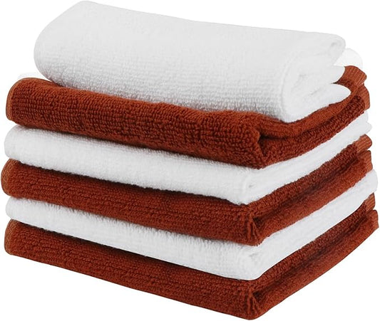 6 Pack 100% Cotton Wash Cloth, 12x12 Inch Highly Absorbent and Soft Feel Fingertip Towels, Machine Washable Washcloths for Bathroom, Gym, Hotel, Spa and Kitchen