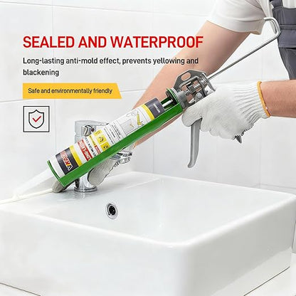 VGS 798 Professional Silicone Sealant Caulk 10.15 Oz Cartridge, 1 Pack - for Kitchen & Bathroom 100% Waterproof Silicone Sealant, Shrink-Resistant & Crack-Resistant