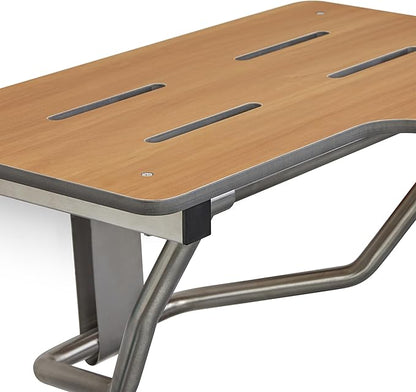 Seachrome 28" x 22.5” Teak Reversible Folding Transfer Tub/Shower Seat, ADA Compliant