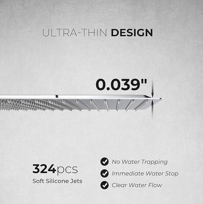 16inch Rainfall Shower Head, Ultra Thin 304 Stainless Steel High Flow Square Rainfall Showerhead, Waterfall Full Body Coverage, Universal Ceiling or Wall Mount, Chrome