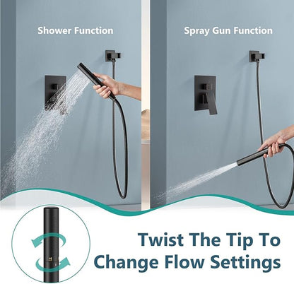 Aolemi Shower Faucet Set, High Pressure Shower System with 2-in-1 Handheld Sprayer, Wall Mount Fixture Combo with Rough-in Valve, 12 Inch Shower Head, Oil Rubbed Bronze