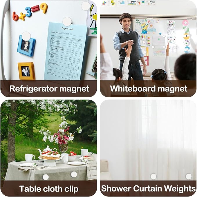 8 Pack Shower Curtain Weights, Rubber Covered Magnetic Curtain Weights, Shower Magnets for Curtain Liner Prevent from Blowing Around, Work for Drapery, Flag, Tablecloth (4 Pairs)