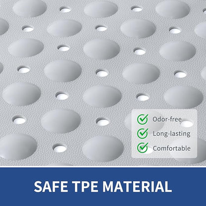 OTHWAY Non Slip Bathtub Mat, 31"x 19" TPE Bath Mat for Tub with Drain Holes and Suction Cups, Anti-Slip Mats for Kids Baby Elderly Bathroom (Light Grey)