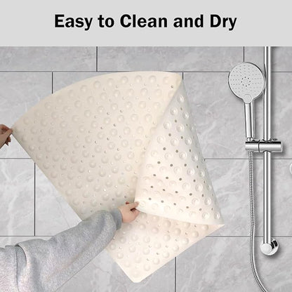 Mrcrypos Corner Shower Mats 25.5 x 25.5 Inches Bath Mat with Suction Cups and Drain Holes, Quick Dry Anti Slip Bathmat Machine Washable Shower Stall Mats for Bathroom, White