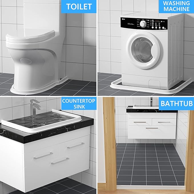 Duzzy 75 Inch Collapsible Shower Water Dam, Shower Threshold Water Stopper Barrier and Retention System and Keeps Water Inside Threshold Dry and Wet Separation, Suitable for Bathroom & Kitchen