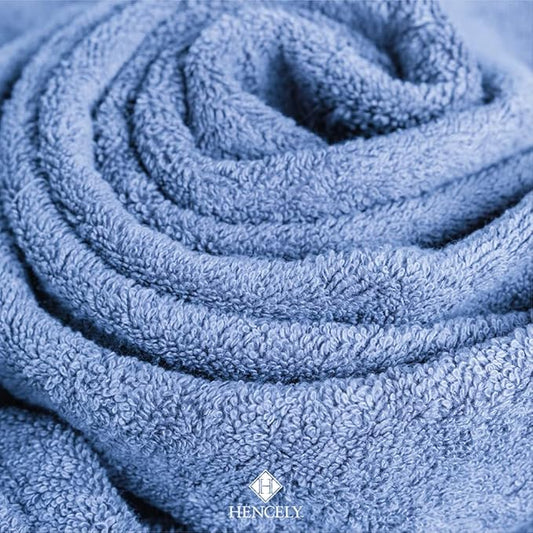 Hencely 18-Piece Bath Towel Set - High Absorbency, Quick Drying - 100% Soft Turkish Cotton - 6 Bath Towels, 6 Hand Towels, 6 Washcloths - Bathroom, Home, Hotel, Spa, and Gym - 18-Pack Blue