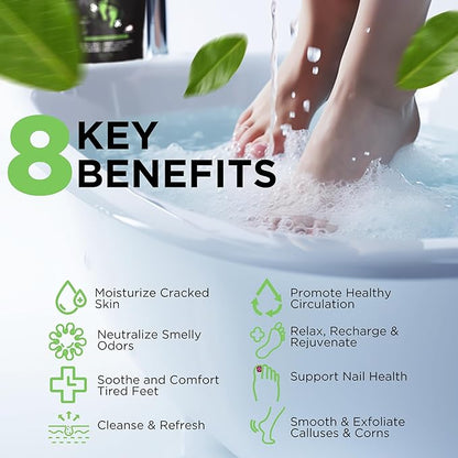 Tea Tree Oil Foot Soak with Epsom Salt - Made in USA - for Toenail irritations, Athletes Foot, Stubborn Foot Odor Scent, Softens Calluses & Soothes Sore Tired Feet - 2 Pack