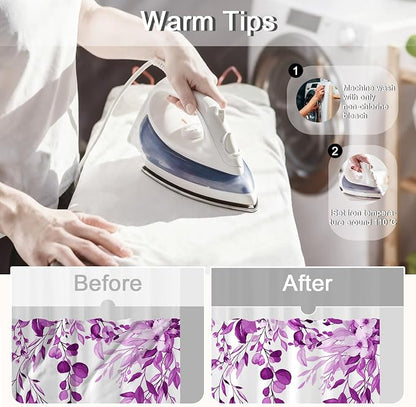 No Hook Shower Curtain and Liner Set, Purple Eucalyptus Floral Shower Curtains for Bathroom, Bath Curtain Sets with Snap in Liner, Waterproof with See Through Top Window, 71x74 Inches