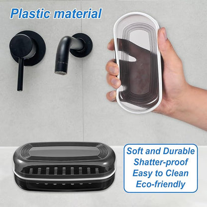 Shampoo Bar and Conditioner Holder Travel Case Shampoo Bar Holder Bars Soap Travel Case Soap Dish with Draining Layer Soaps Container for Bathroom Gym Camping, Easy to Clean (Black)