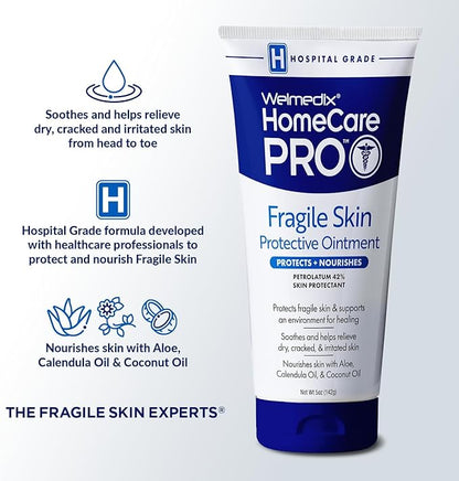 Welmedix Fragile Skin Protective Ointment | Hospital Grade Healing Ointment, Barrier Cream & Skin Protectant w/Calendula for Treatment of Eczema, Psoriasis, Dermatitis, Bed Sores, Chafing (Pack of 5)