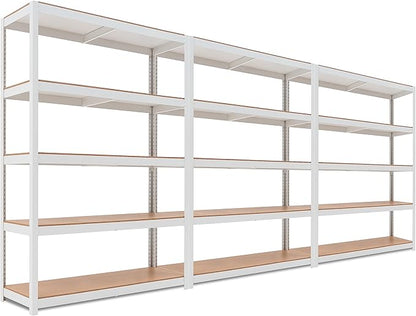 HOMEDANT House 5 Tier Laminated Metal Shelving Unit Adjustable Storage Utility Rack Heavy Duty Shelves Organization Multipurpose Shelf Kitchen Garage Pantry Closet (3, (L) 48.1" W, White)