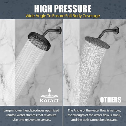 Shower Head High Pressure Rain Premium Quality Luxury Design Anti-Clogging Silicone Nozzles Adjustable Replacement for Bathroom Shower Heads (6 inch Round) (Matte Black)