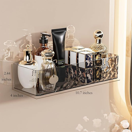 Wall Mounted Bathroom Caddy Organizer, Adhesive Shower Shelf for Inside Shower Caddy Plastic Bathroom Organizers and Storage for Wall, Bath, Makeup, Home Decor, No Drilling (Black)