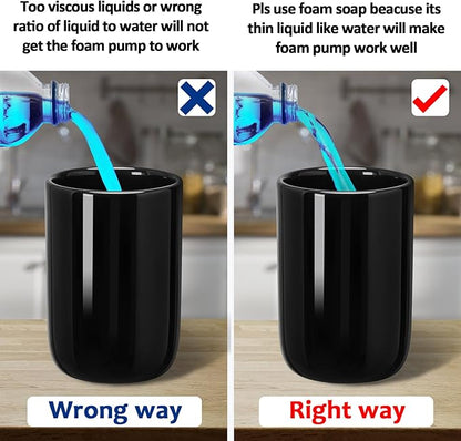 Soap Foaming Dispenser Ceramic with Easy-to-Press Pump Hand Foam Dispenser for Shampoo Bathroom Countertop 13.5 oz