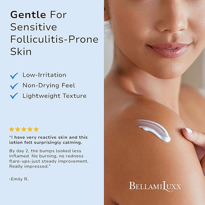Folliculitis Acne Lotion for Body: Helps Reduce Itch, Redness, Body Acne, Bumps & Uneven Texture with Salicylic & Glycolic Acid + Botanicals - Gentle Care for Folliculitis-Prone Skin