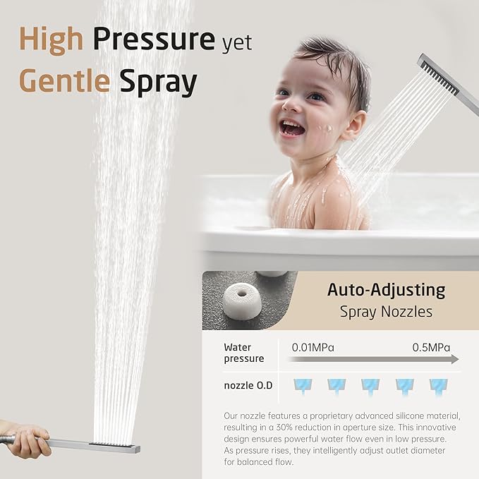 KES Shower Faucet Set, Rain Shower System, Bathtub Faucet, Tub and Shower Faucet Combo, 12 Inch Rain Shower Head System with Handheld and Waterfall Tub Spout, Polished Chrome, XB6305F18S12-CH