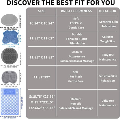 2 Pack Shower Foot Scrubber & Shower Back Scrubber Wall Mounted with Delicate Brush,Gentle Exfoliation Silicone Foot Scrubber for Shower,Non-Slip Back Washer for Shower(Grey and Grey)
