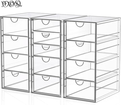 Acrylic Desk Organizers And Accessories With 13 Drawers, Office Desktop Drawers, Plastic Makeup Organizer Containers Bins With Drawers Desk Organization, Bathroom Organizers Storage Case Box Cube