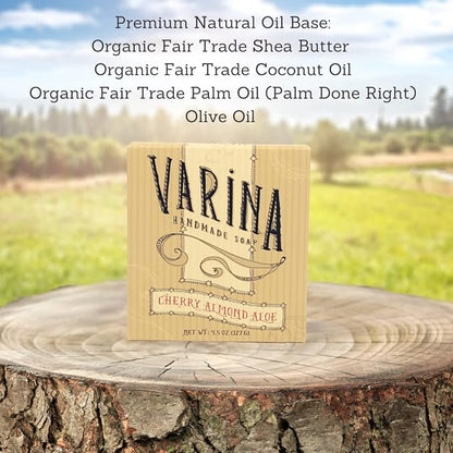Natural Cherry Almond Aloe Bar Soap - Gentle Cleansing for Sensitive Skin, Spicy - 3 Pack - Experience Healthy and Glowing Skin