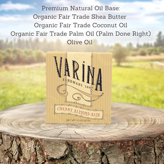 Natural Cherry Almond Aloe Bar Soap - Gentle Cleansing for Sensitive Skin, Spicy - 3 Pack - Experience Healthy and Glowing Skin