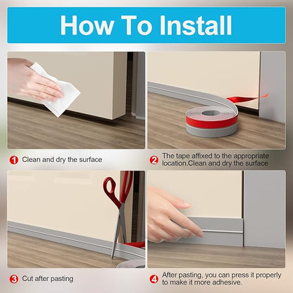 Heavy-Duty 2Inch (W) x 20FT(L) Door Weather Stripping, Extra Thick 2mm Door Draft Stopper Silicone Seal Strip, Draft Seal Tape for Doors Windows and Shower Glass Gap