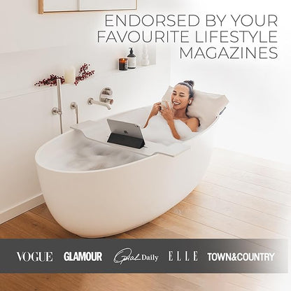 BADESOFA® Luxury Bathtub Pillow L - Large Bath Pillow for Therapeutic Neck and Back Support Quick-Drying - Full Body Bath Tub Cushion - Luxury Spa Cushion in Charcoal