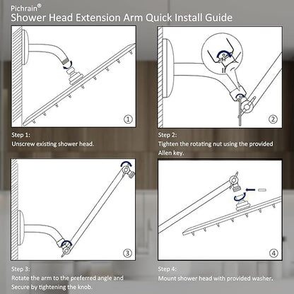 6 Inch Adjustable Shower Head Extension Arm, All-Metal Shower Arm Extender with Locking Set Screw for Rainfall, Fixed, Handheld Showerheads, G1/2 Universal Thread, Oil Rubbed Bronze