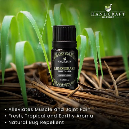 Handcraft Blends Lemongrass Essential Oil – 0.33 Fl Oz – Pack of 2 – 100% Pure and Natural – Premium Grade Essential Oil for Diffuser and Aromatherapy, Skin, Massage, Candle and Soap Making Fragrance