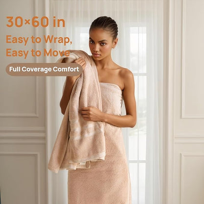 Cotton Bath Towel – Large 30x60 Inches, Soft, Thick & Absorbent Towel for Bathroom, Spa, or Home Use (Beige, 4 Pack – 30"x60")