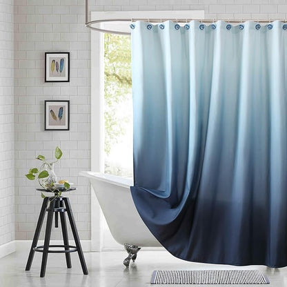 Extra Long Shower Curtain, Blue Ombre Fabric Shower Curtains for Bathroom, Modern Waterproof Bathroom Curtains, 72" W x 84" H