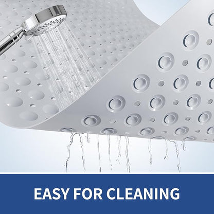 OTHWAY Large Shower Mat 34"x 23", TPE Non Slip Shower Mat for Walk in Shower Stall, Inside Shower Mats with Drain Holes Suction Cups, Anti-Slip for Elderly Kids (Light Grey)