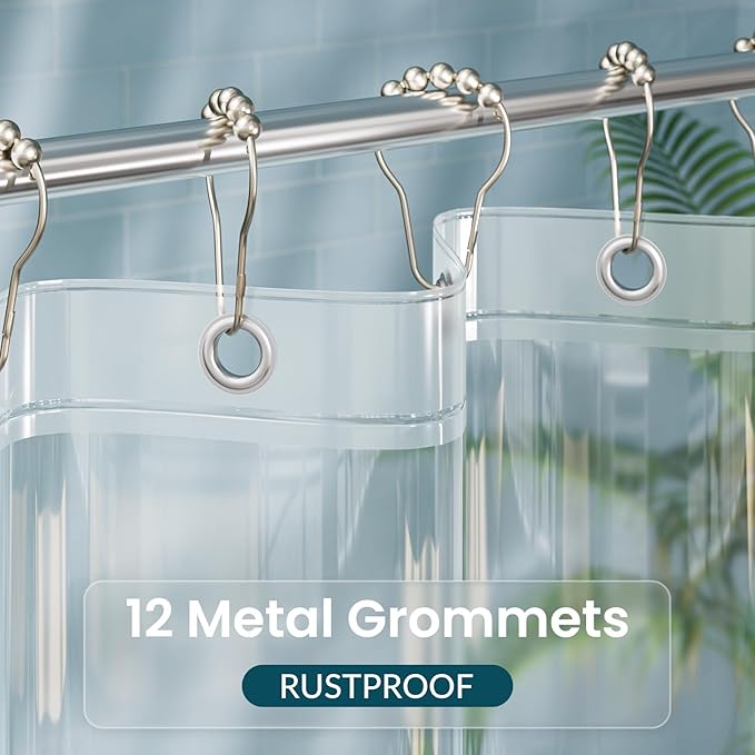 Titanker Extra Long Shower Curtain Liner 72 x 84 Clear Plastic Shower Liner PEVA Waterproof Lightweight Shower Curtain with Liner for Bathroom with Magnets and Grommets