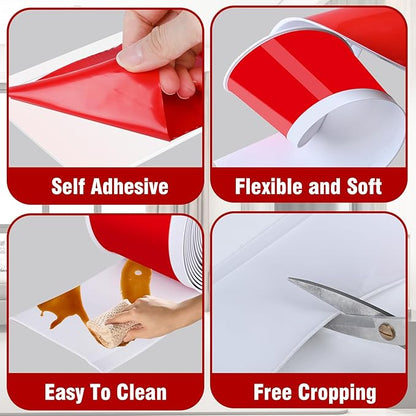 Vinyl Baseboard Molding Trim 4 Inch x 80 Feet Peel and Stick Baseboard Trim Flexible PVC Cove Base Moulding Self-Adhesive Trim for Garage Bathroom Cabinet Floor Walls, White