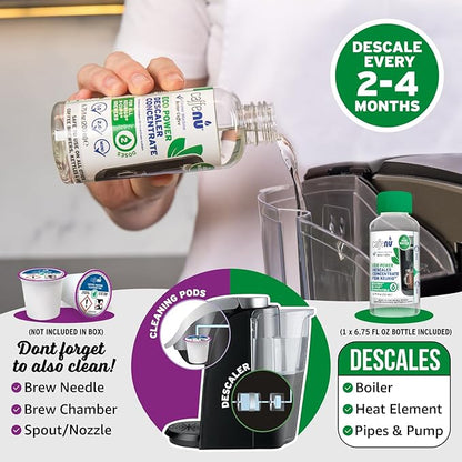 Keurig Compatible Descaling Solution. 1 Bottle of Descaler Solution. Descaling Kit Removes Limescale For Hotter Coffee. 2 Uses Descaler For Keurig Coffee Makers.
