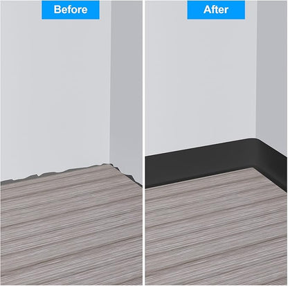 Duzzy Flexible Baseboard Molding Trim, 5 Inch(W) x 20 Feet(L) Peel and Stick Rubber Wall Trim Molding, Self-Adhesive Vinyl Wall Base Cove Base