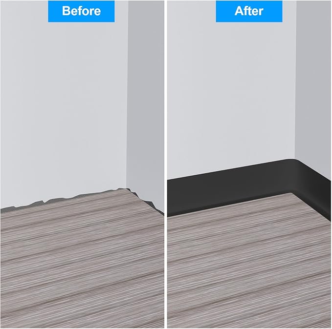 Duzzy Flexible Baseboard Molding Trim, 5 Inch(W) x 60 Feet(L) Peel and Stick Rubber Wall Trim Molding, Self-Adhesive Vinyl Wall Base Cove Base