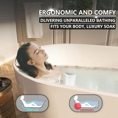 59" Acrylic Freestanding Bathtub, Free Standing Tub, Stand Alone Tub with Overflow and Drain, cUPC Certified, Gloss White
