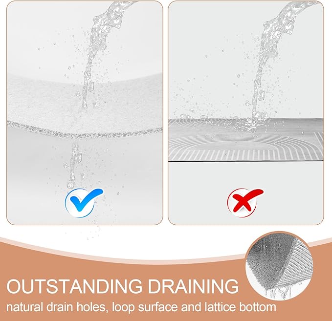 Joyhalo Shower Mats for Showers Anti Slip for Elderly, 17'' x 30'' Non Slip Bath Mat for Inside Shower, Bath Tub Mats for Bathroom Non Slip for Shower, PVC Loofah Bathroom Mats, White