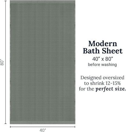 GILDEN TREE Waffle Bath Sheet Quick Dry Towel, Thin Luxury Bath Towels, 40x80 Large Bath Towels 2 Pack Bath Sheets, Modern Style (Sage Grey)