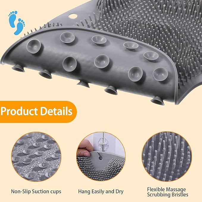 Shower Foot Scrubber Mat with Non-Slip Suction Cups, Exfoliating Foot and Back Washer Pad for Bathtub and Shower Floor (Green)