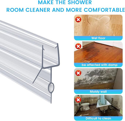 POZIA Clear Frameless Glass Shower Door Bottom Seal | Shower Door Sweep for Leak-Proof, Quick Installation to Create Reliable Water Barrier (1PACK-1/4in-22mm Gap)