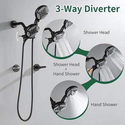 2 Handle Shower Faucet Shower System Complete 2 in 1 Shower Combo Set with Handheld Showerhead Shower Trim Kit Shower Fixtures Matte Black