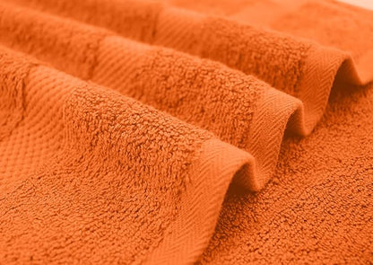 DAN RIVER Bath Towels Set of 4, 27 x 54 Inches, 100% Cotton, Larger & Lighter Weight, Quicker to Dry, Super Soft and Absorbent, Ideal Bathroom Towels Set for Daily Use, Orange