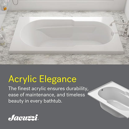 Jacuzzi SIGNATURE Acrylic Drop-In Bathtub, Soaking Sanctuary, Slip Resistant, Universal Drain Placement, 60" (L) x 36" (W), Rectangle, Oyster