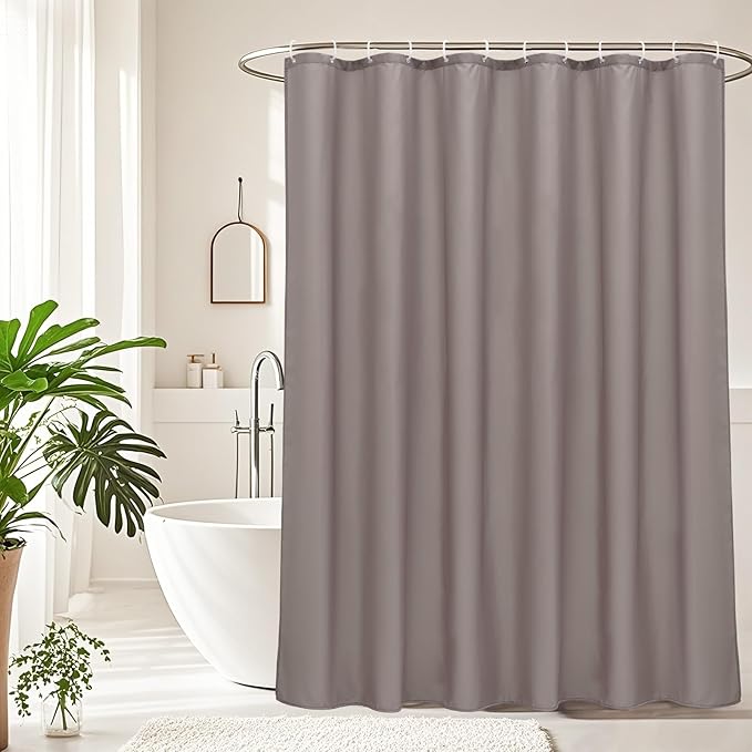 AooHome 72x96 inch Fabric Shower Curtain Liner, Water Repellent Extra Long Bathroom Curtain for Hotel with Hooks, Weighted Hem, Chocolate