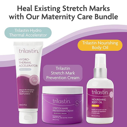 TriLASTIN Maternity Stretch Mark Cream - Hydrating Pregnancy-Safe Skin Care - Gentle Hypoallergenic Care for Pregnancy Must Haves - Pairs Belly Butter & Stretch Mark Oil - 4 Fl Oz Each, Pack of 2
